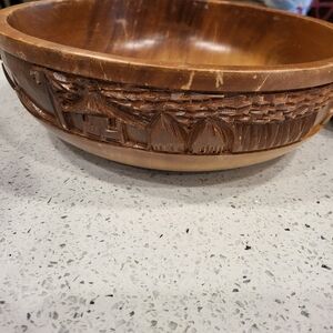 8 pc set Vintage Monkey Paw Carved Water Buffalo Salad Bowl